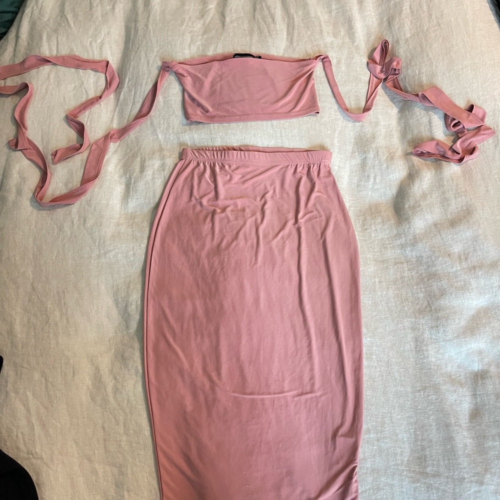 Elegant Pink Skirt & Tube top set